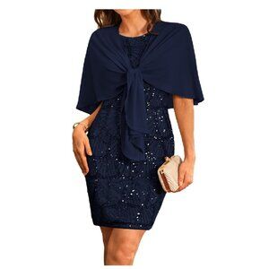 NWT. GRACE KARIN Women's Sequin Cocktail Dress. Navy Blue. Size 16.